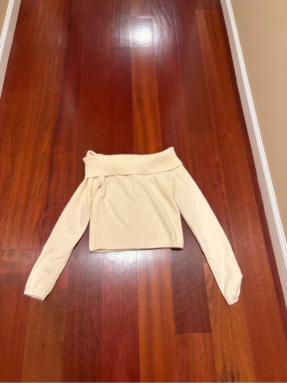 Edikted Cream Off-Shoulder Knit Sweater